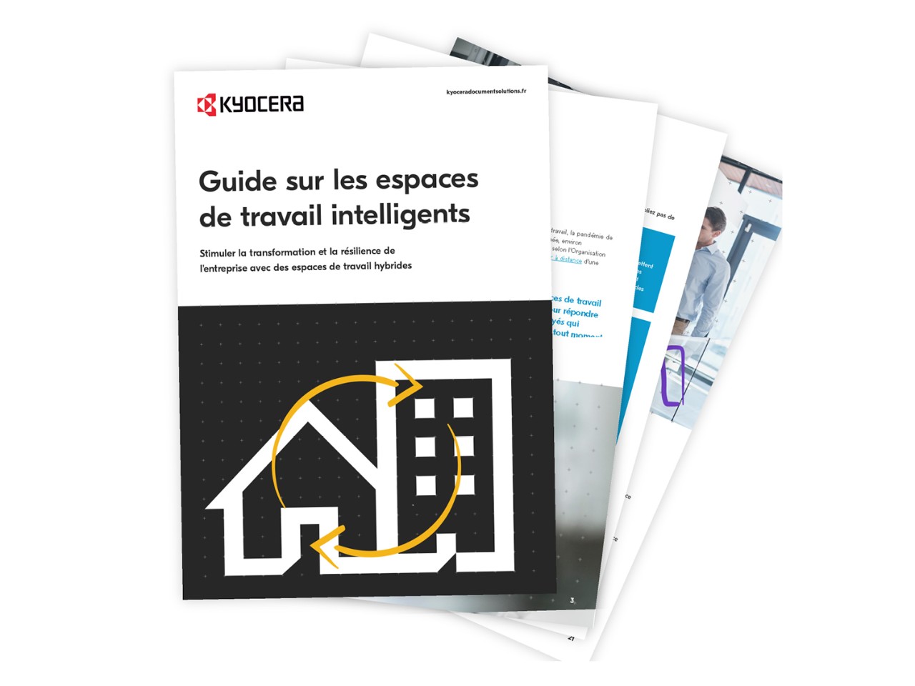 people working in a hybrid workspace