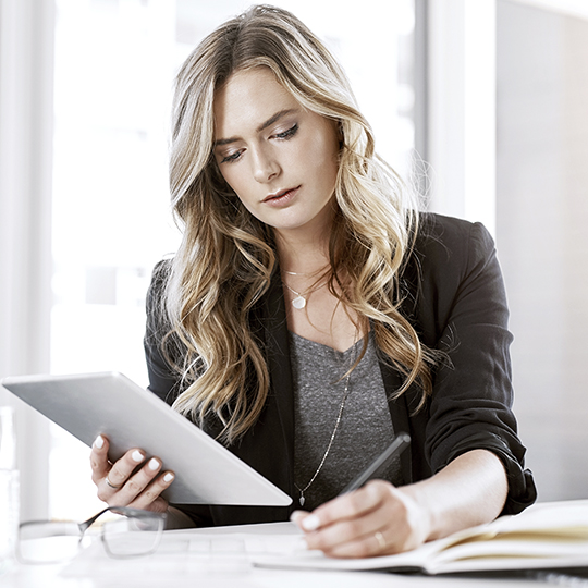 woman working in a paper