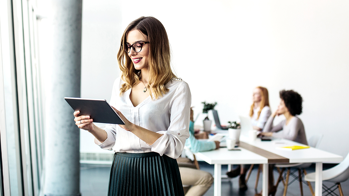 woman with a tablet